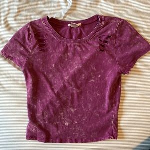 Distressed purple cropped tee
